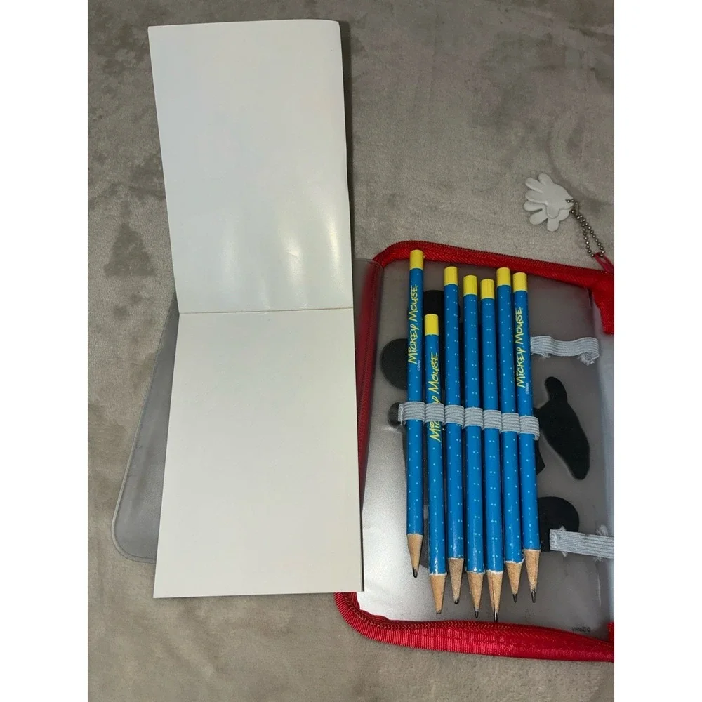 Vintage Mickey Mouse Disney Pencil‎ Case Stationary Kit Zipper *flaw